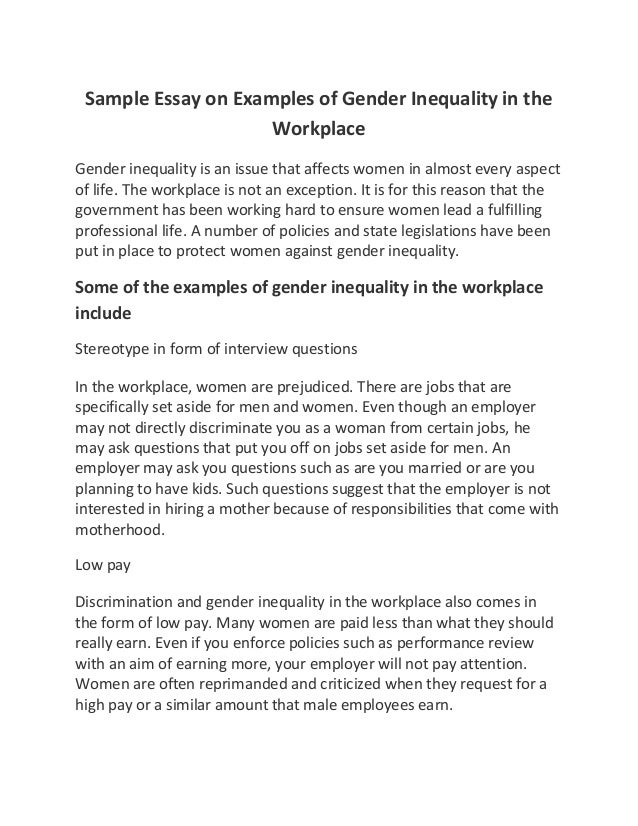 gender equality in jobs essay