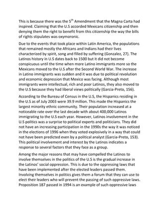 Sample essay on history and predicaments of latinos | PDF