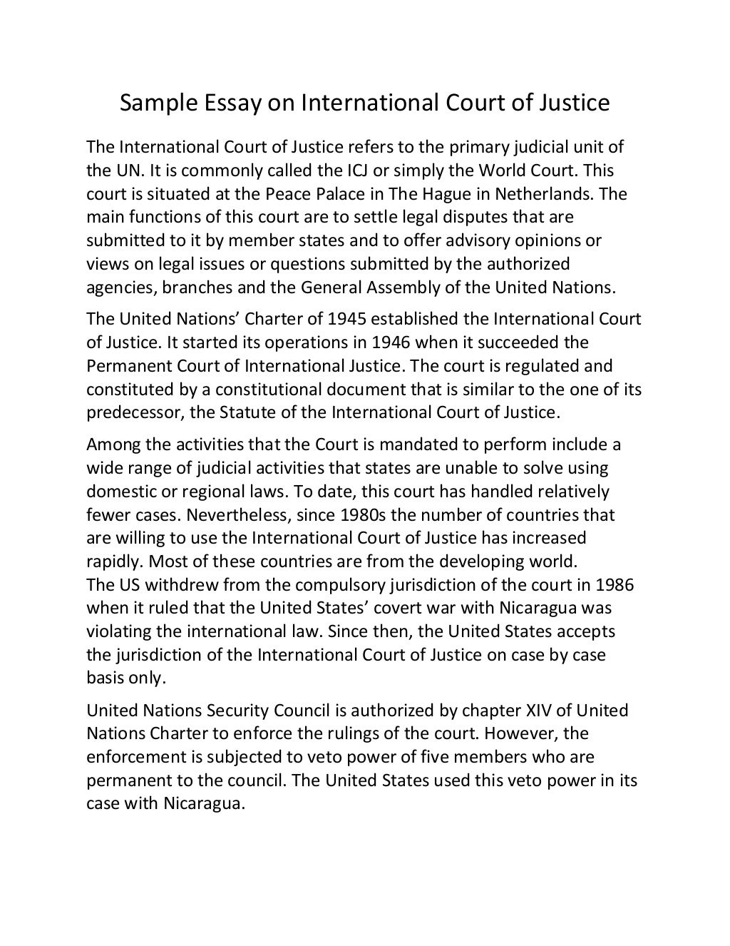 essay on international court of justice