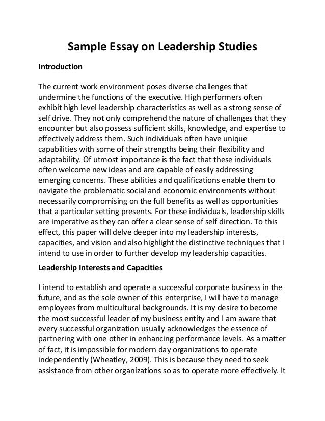 example essay about leadership