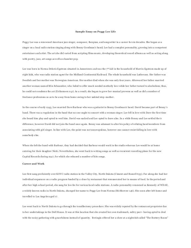 Sample of essay about life
