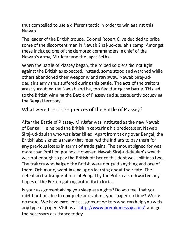 write an essay on the battle of plassey