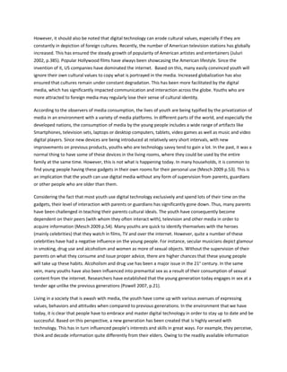 Sample essay on the implications of digital technology on youth culture ...