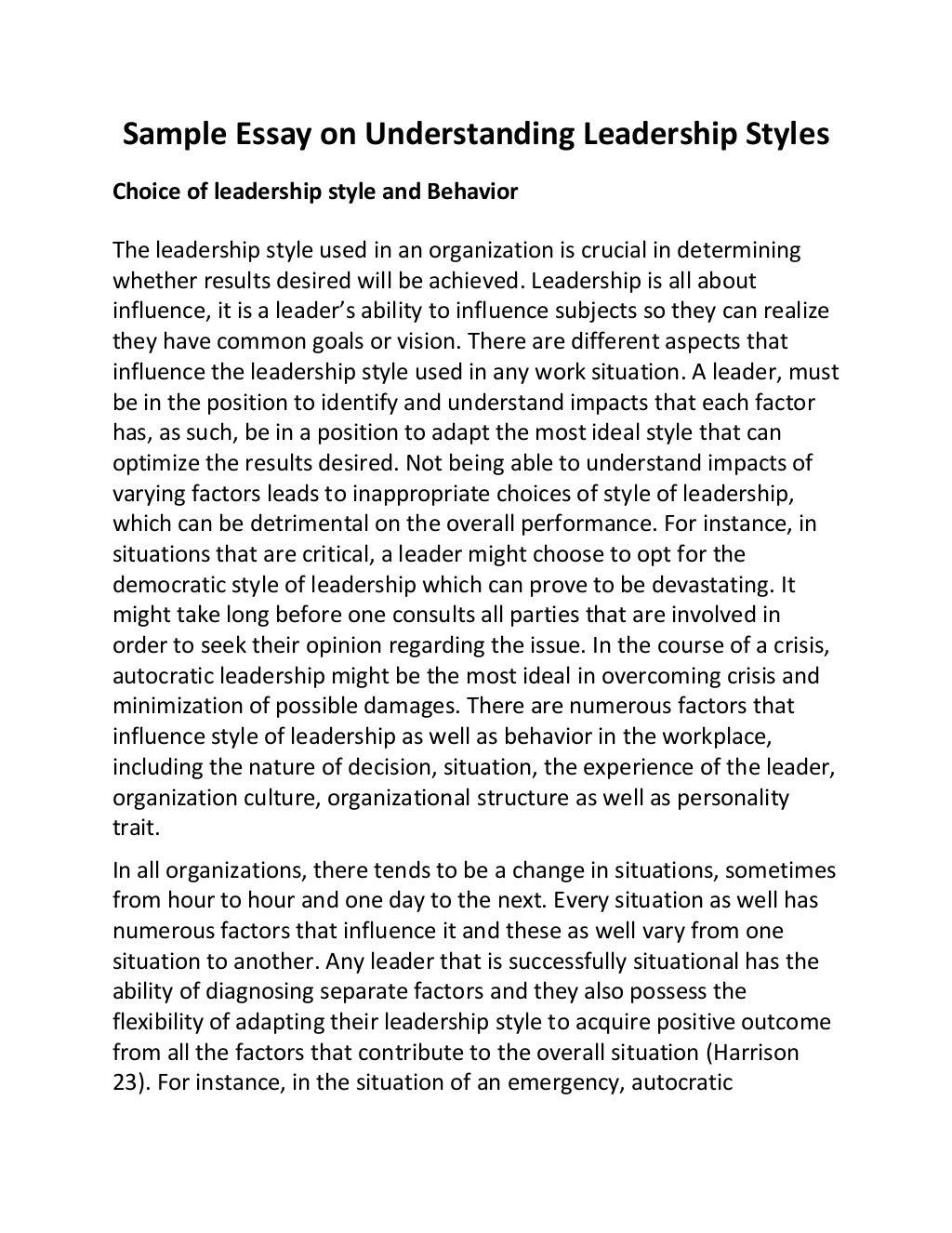 educational leadership application essay