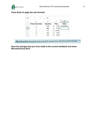Sample Excel 2013 Advanced Essentials | PDF