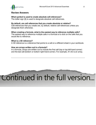 Sample Excel 2013 Advanced Essentials | PDF