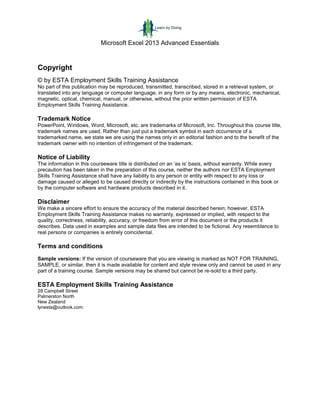 Sample Excel 2013 Advanced Essentials | PDF