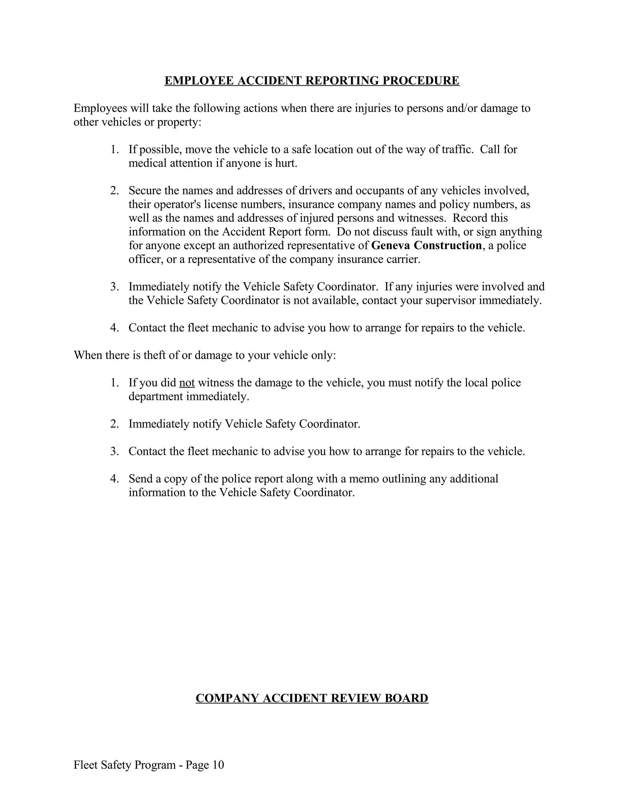 Sample Fleet Safety Program