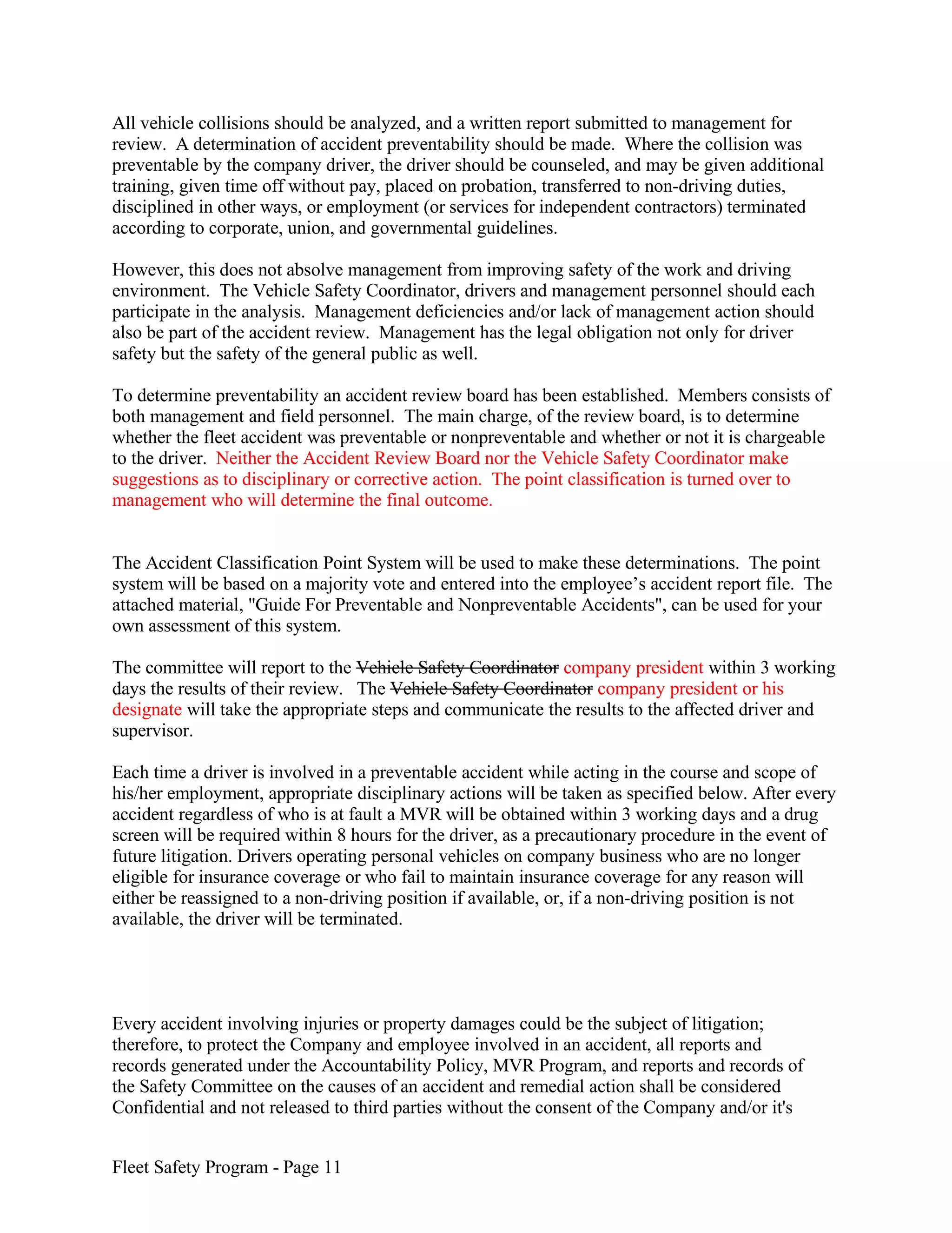 Sample Fleet Safety Program