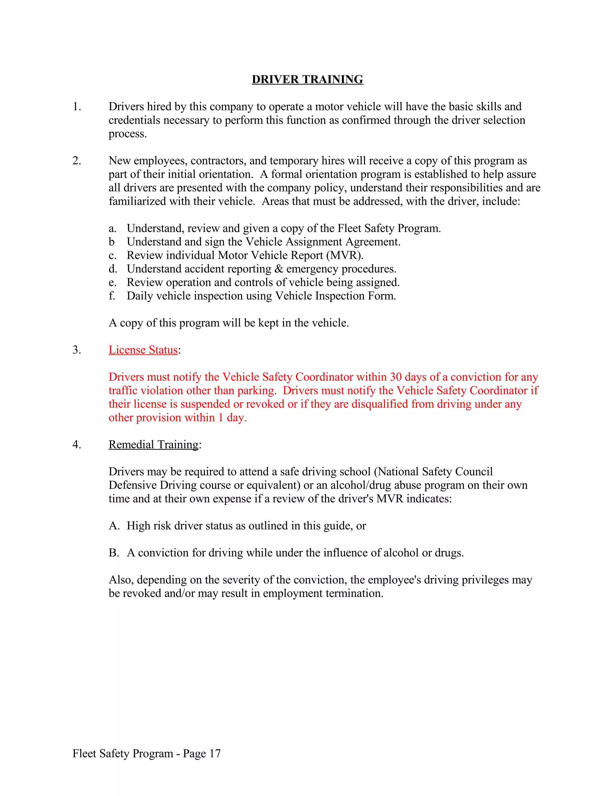 Sample Fleet Safety Program