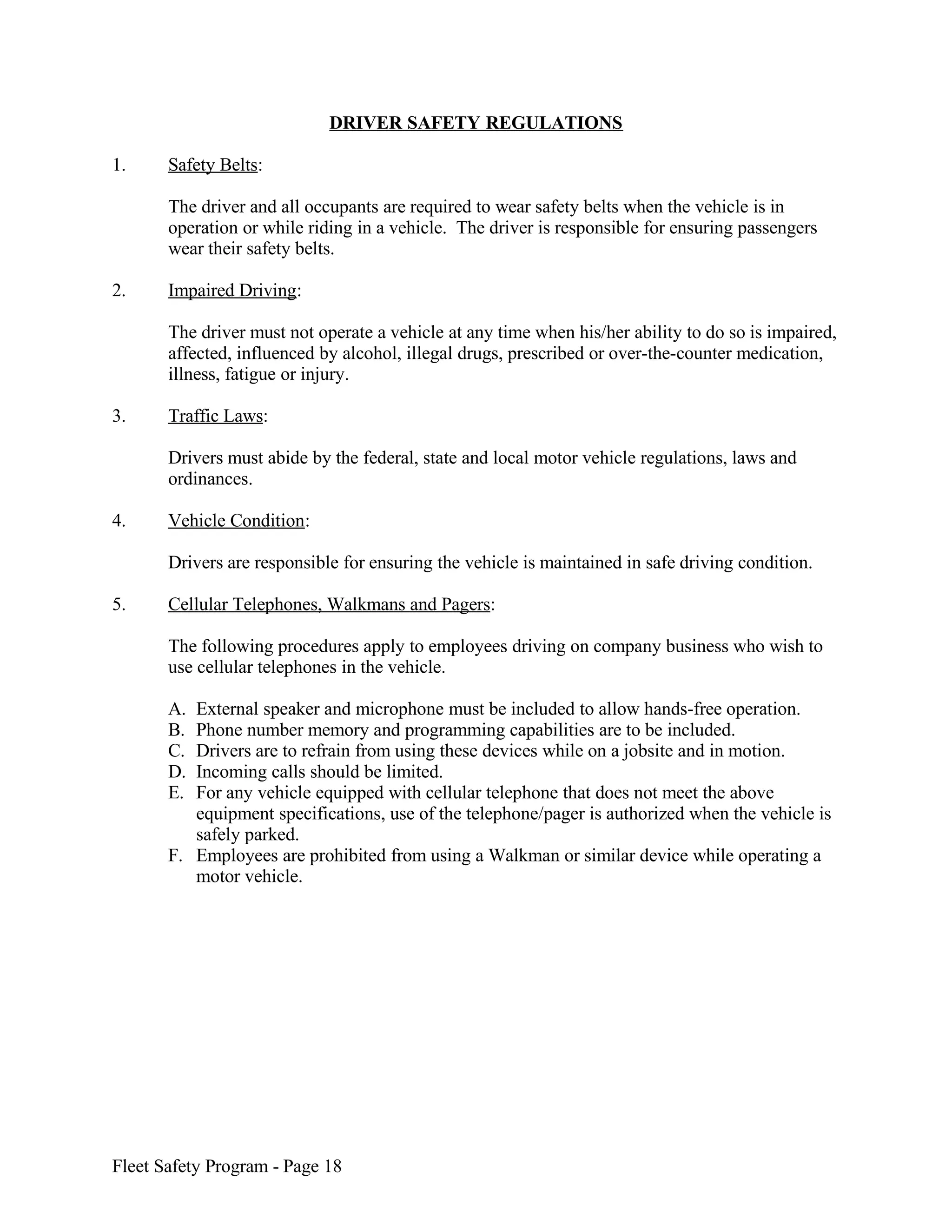 Sample Fleet Safety Program