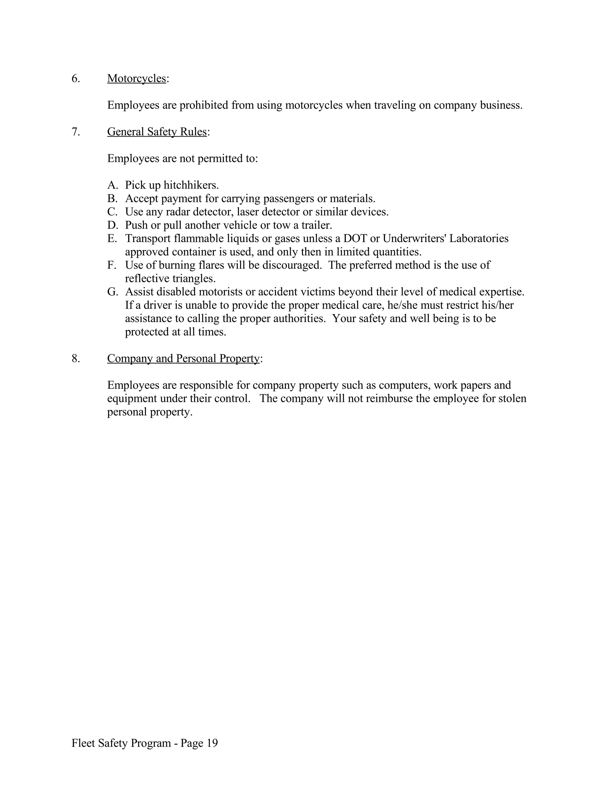 Sample Fleet Safety Program