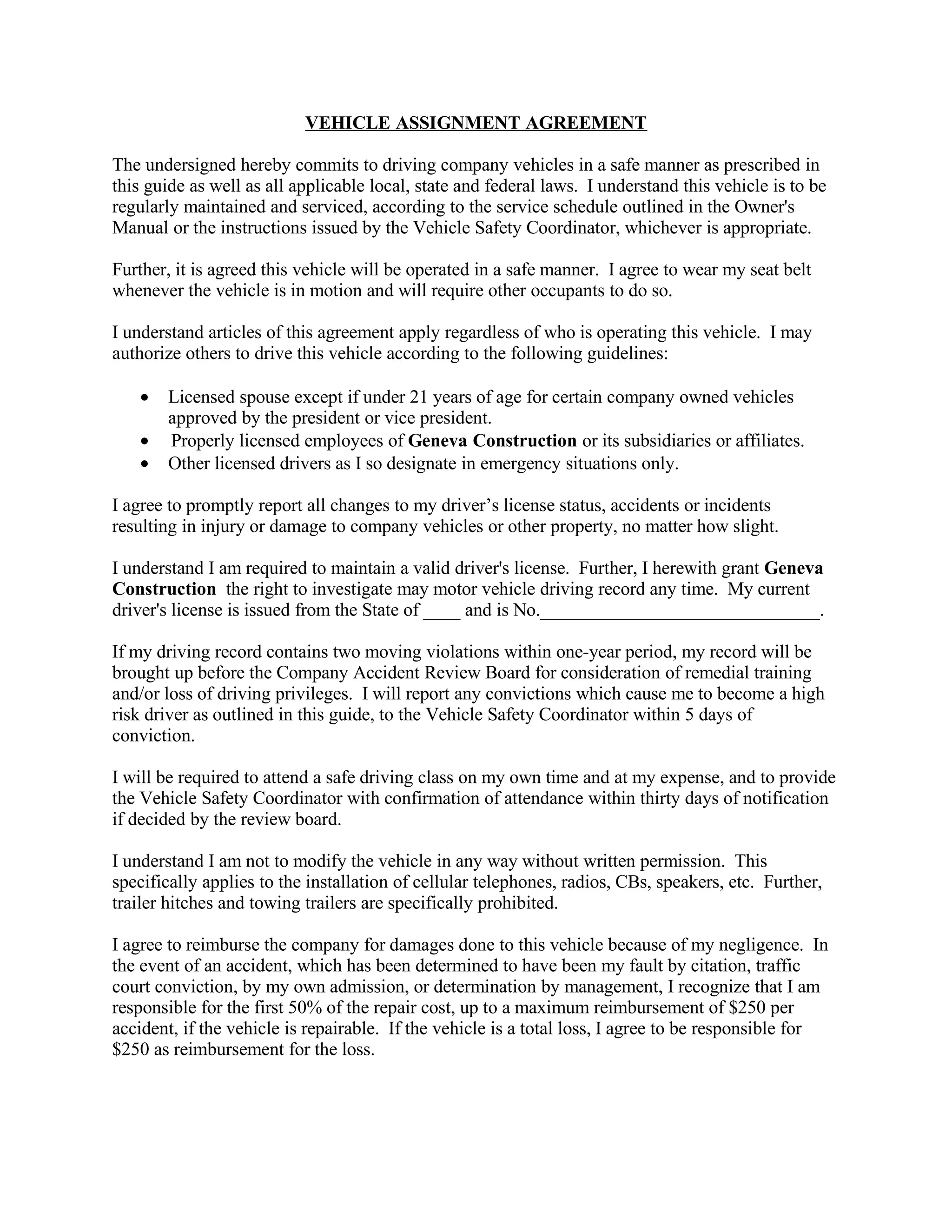 Sample Fleet Safety Program