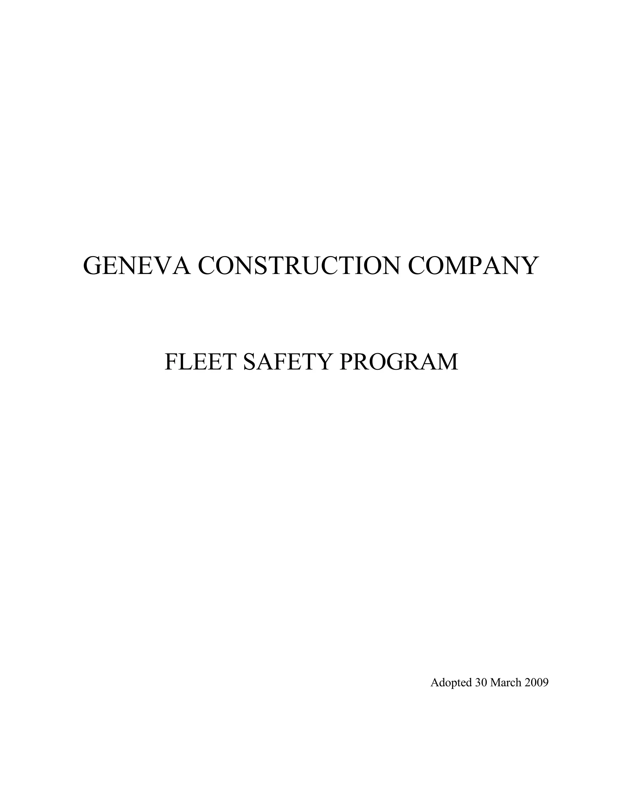Sample Fleet Safety Program