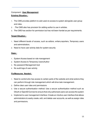 Sample GAP Analysis Report for CMS System | PDF