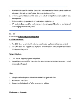 Sample GAP Analysis Report for CMS System | PDF