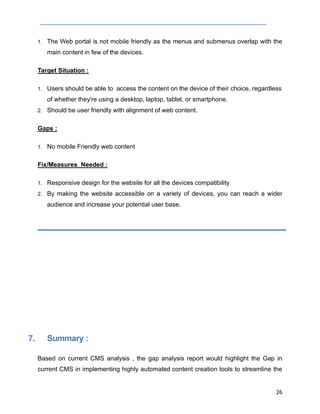 Sample GAP Analysis Report for CMS System | PDF