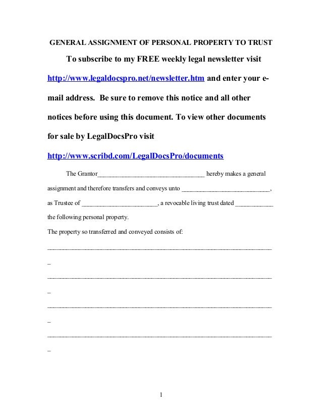 Assignment of property form
