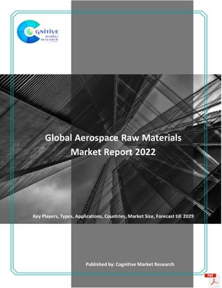 Global Aerospace Raw Materials
Market Report 2022
Key Players, Types, Applications, Countries, Market Size, Forecast till 2029
Published by: Cognitive Market Research
 