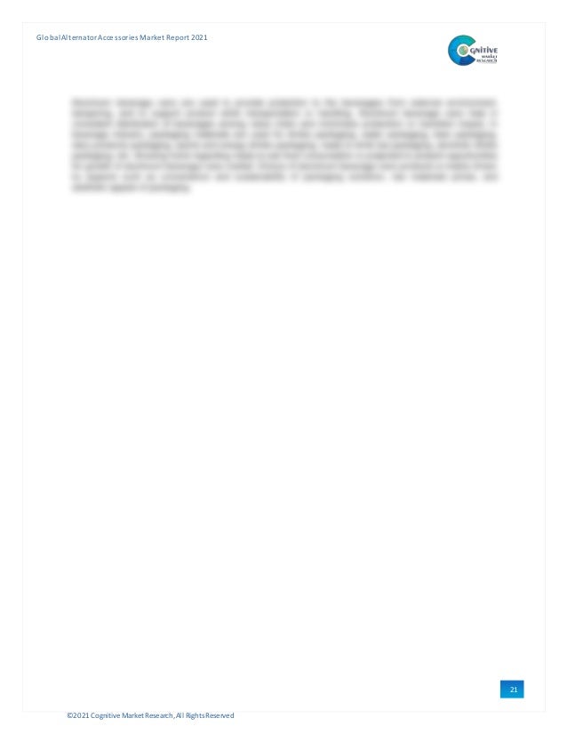 ©2021 Cognitive Market Research,All Rights Reserved
GlobalAlternator Accessories Market Report 2021
21
 