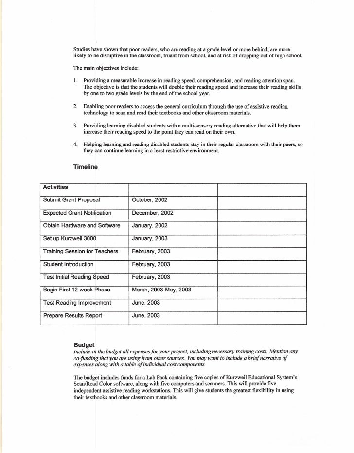 sample grant proposal