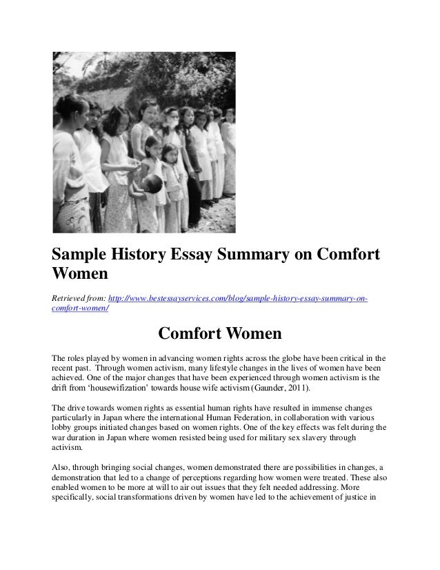 Sample History Essay Summary On Comfort Women