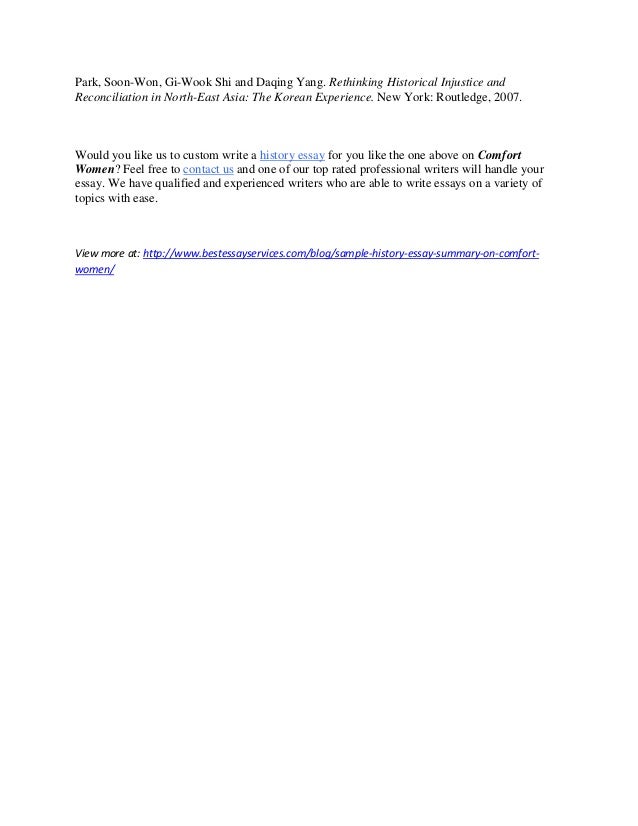 Sample History Essay Summary On Comfort Women