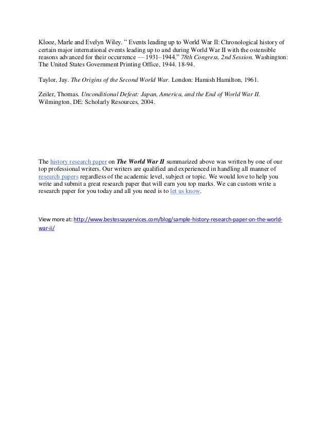 World War I: Causes and Timeline | blogger.com - HISTORY research paper on world war 2