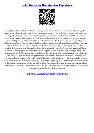 Sample Interview Essay | PDF