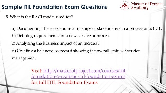 sample itil foundation exam questions itil exam