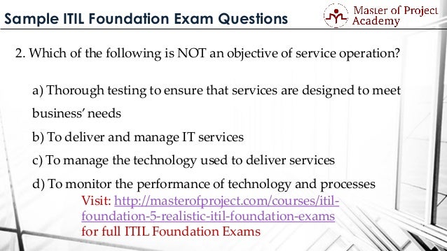 sample itil foundation exam questions itil exam