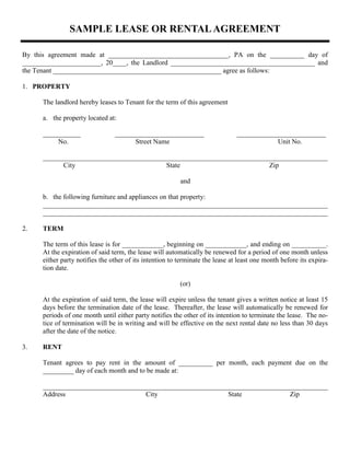 Sample Lease | PDF