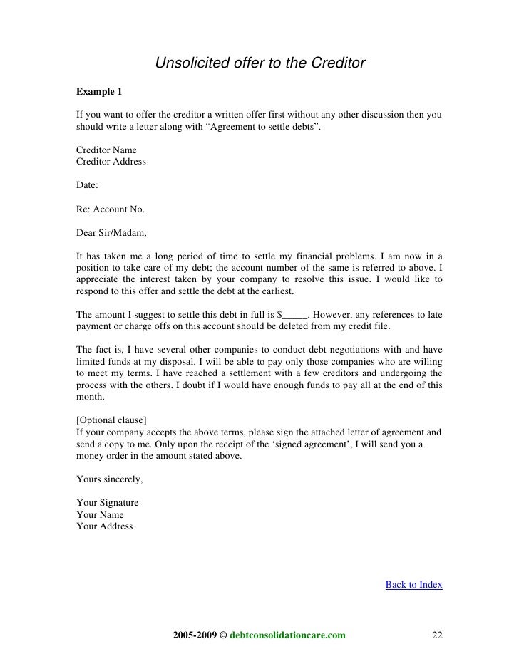 sampleletter sample letter to creditors unable to pay