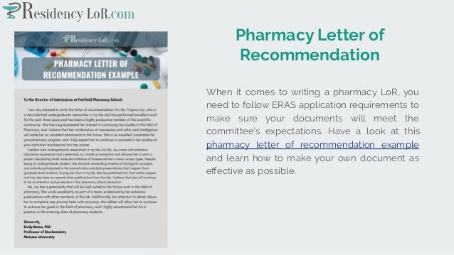 Sample Letter Of Recommendation For Pharmacy Residency Program