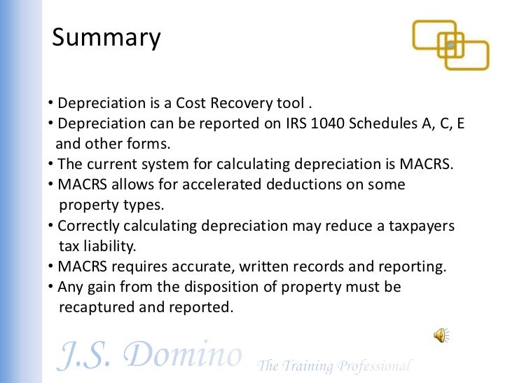 sample macrs depreciation