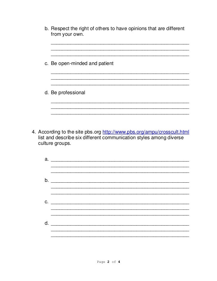 Multiculturalism Training Worksheet for Tutors
