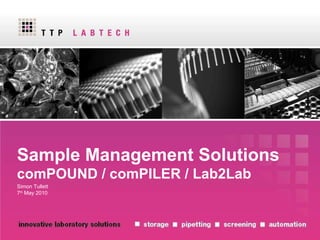 Sample Management Solutions comPOUND / comPILER / Lab2Lab Simon Tullett 7 th  May 2010 