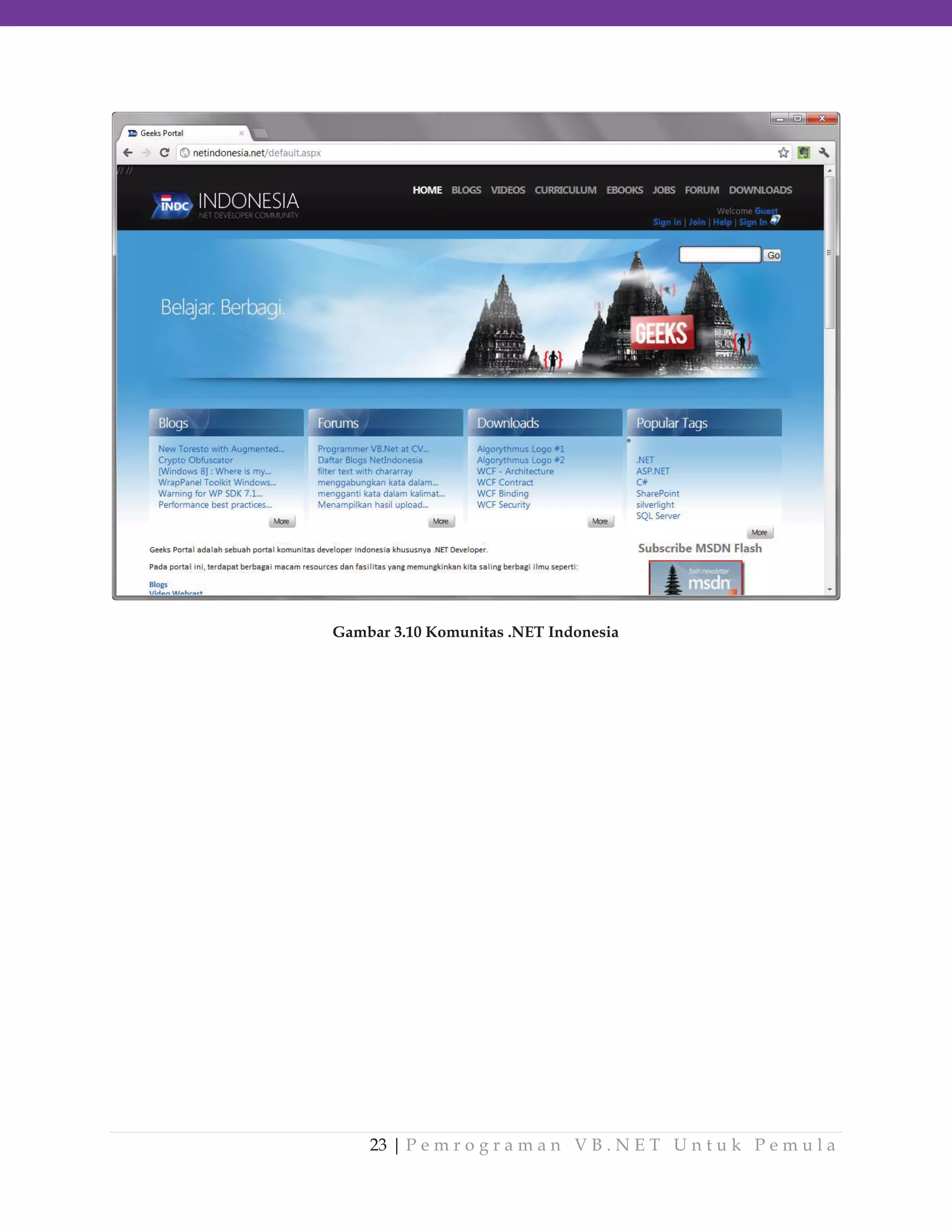 Gambar 3.10 Komunitas .NET Indonesia

23 | P e m r o g r a m a n V B . N E T U n t u k P e m u l a

 