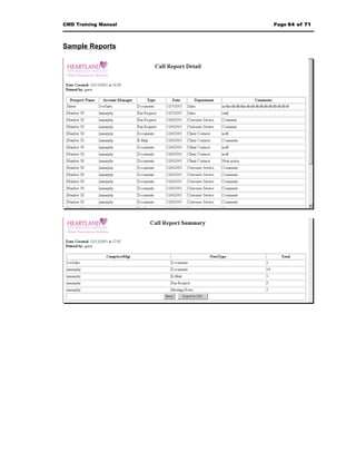 CMD Training Manual   Page 64 of 71



Sample Reports
 