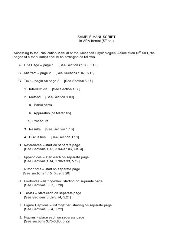 apa style manuscript
