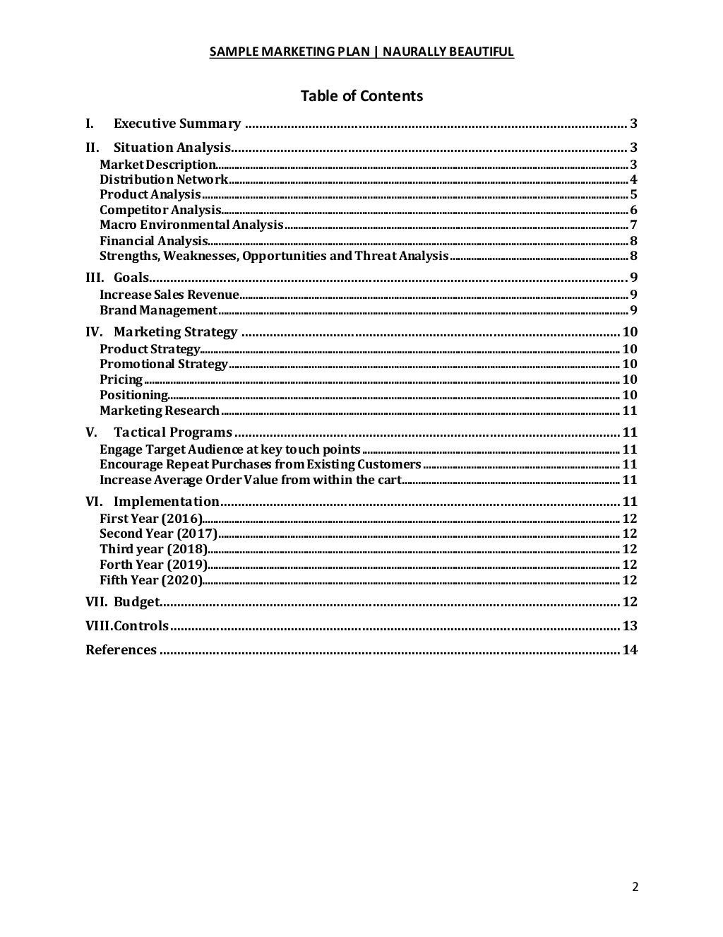 Sample Maketing Plan Sample Maketing Plan