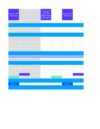 Develop XPR
case study
Develop 3
new case
studies/month
(1 per region)
Develop XPR
case study
Optimize Optimize
 