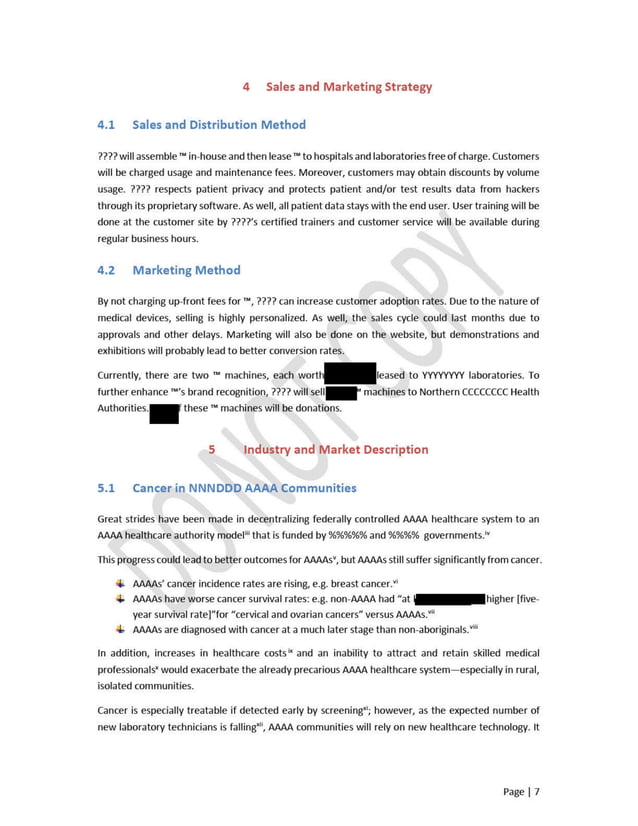 Medical Device Business Plan Sample Redacted PDF