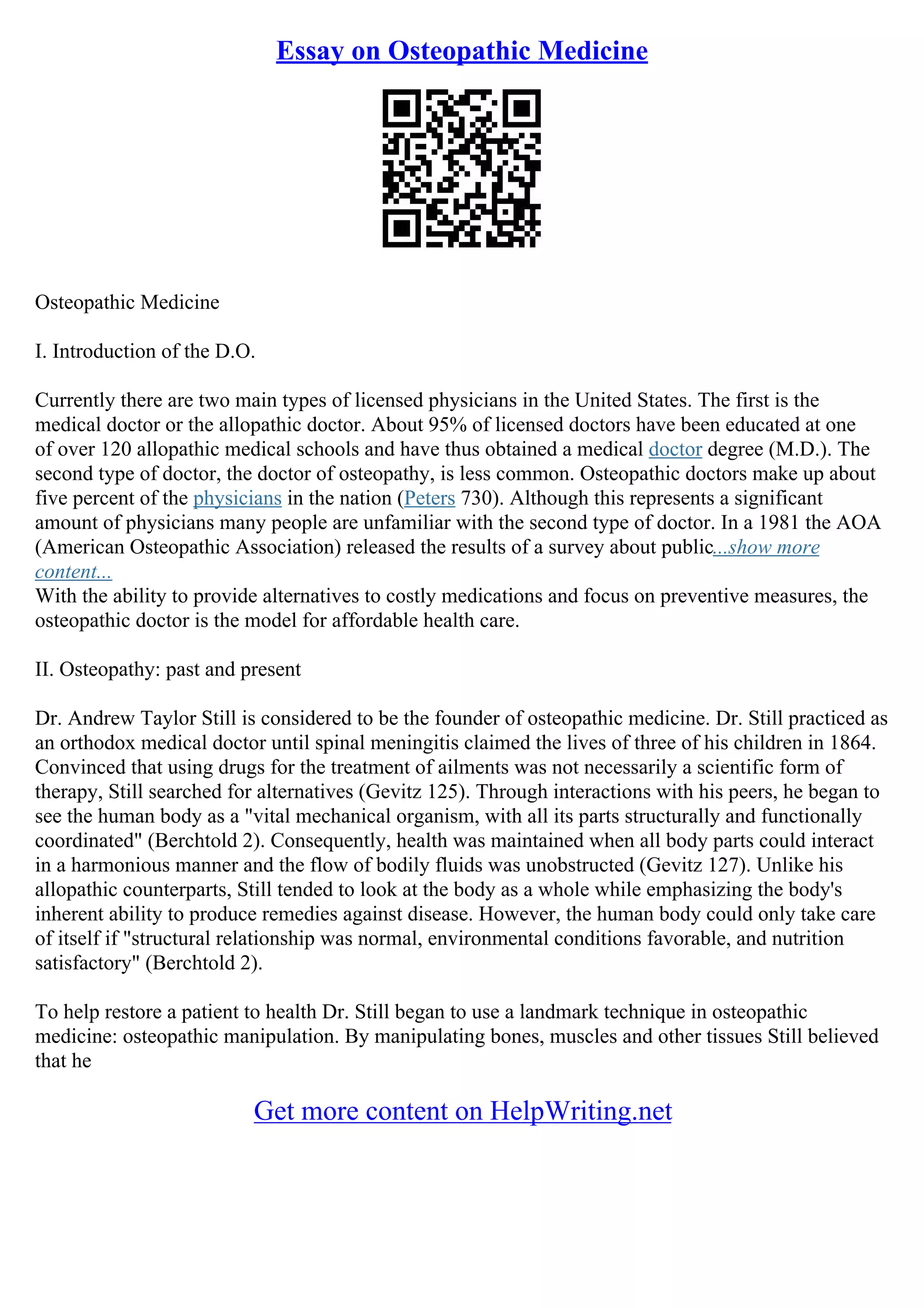 Sample Med School Essays PDF