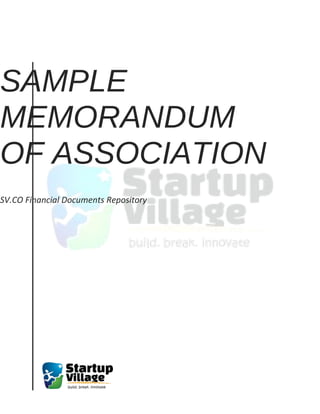 SAMPLE
MEMORANDUM
OF ASSOCIATION
SV.CO Financial Documents Repository
 