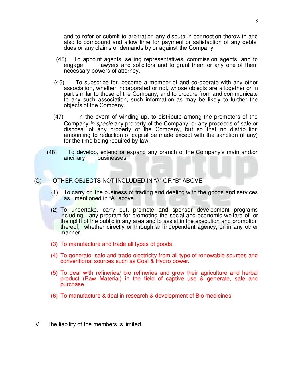 Sample Memorandum of Association (IT Firm)