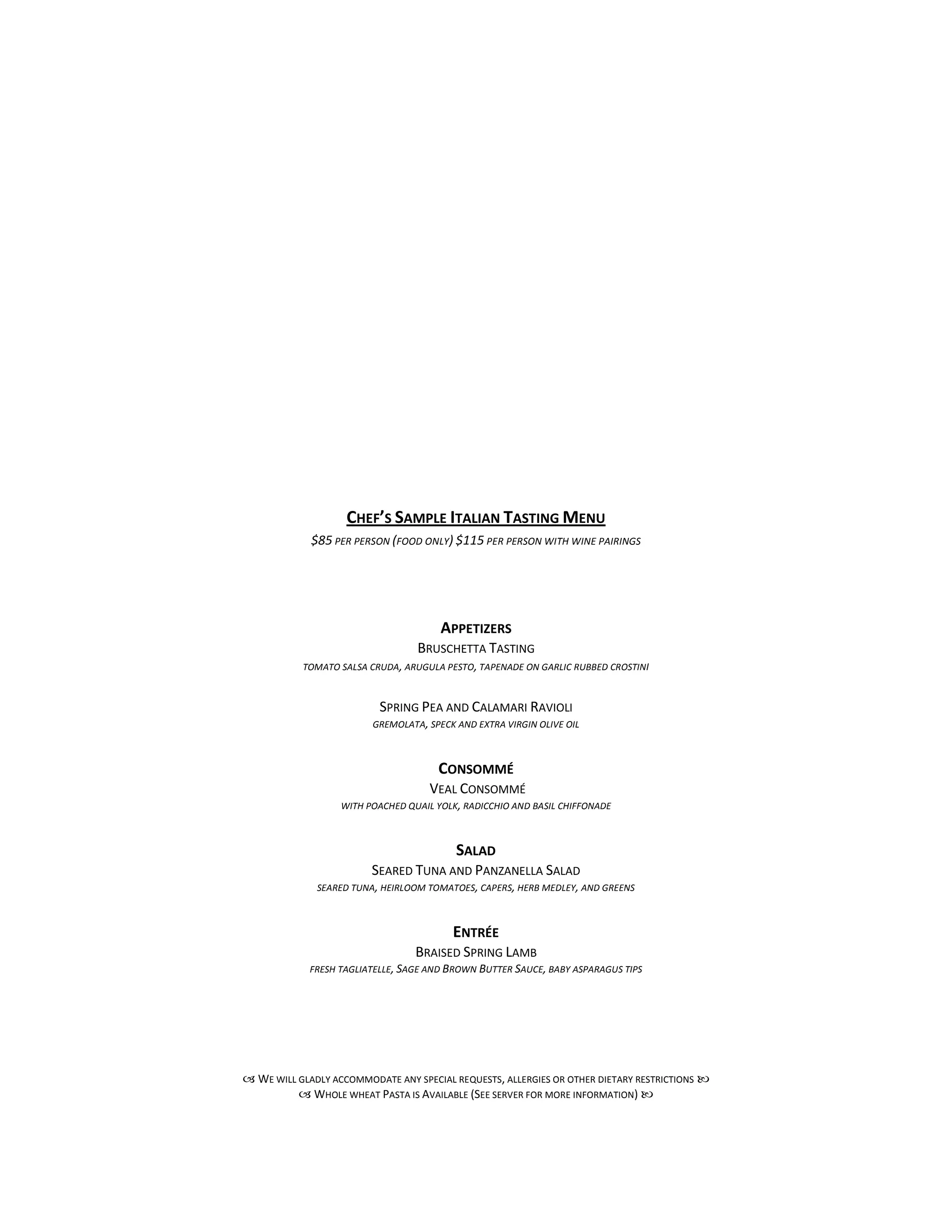 Sample Menus