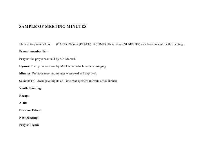 sample minutes sample prayer list