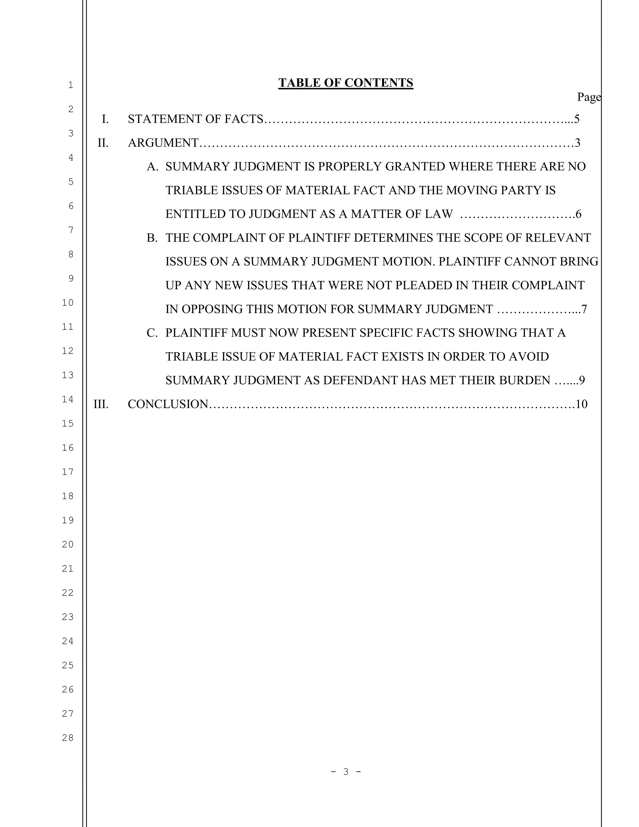 Sample motion for summary judgment by defendant in California | DOC