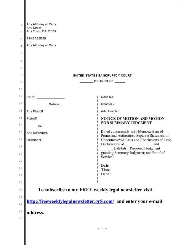 motion for summary judgment template sle motion for summary judgment by plaintiff in united states bank motion for summary judgment template sle motion for summary judgment by plaintiff in united states bank